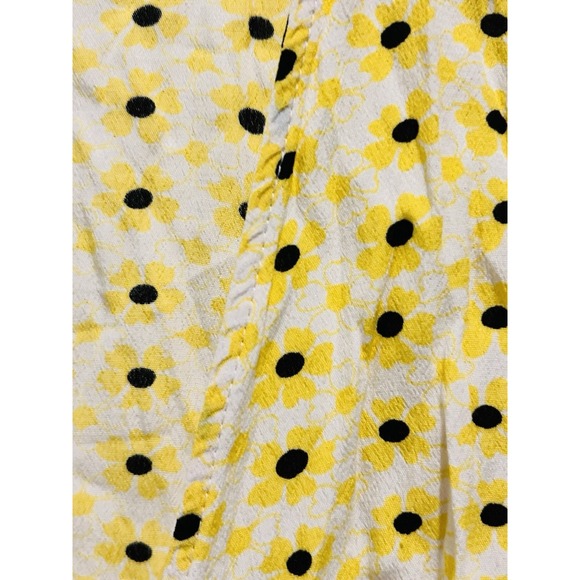 Ganni Womens Blouse Top Small Floral Wrap Tie Front Yellow White Cottagecore - Picture 13 of 14